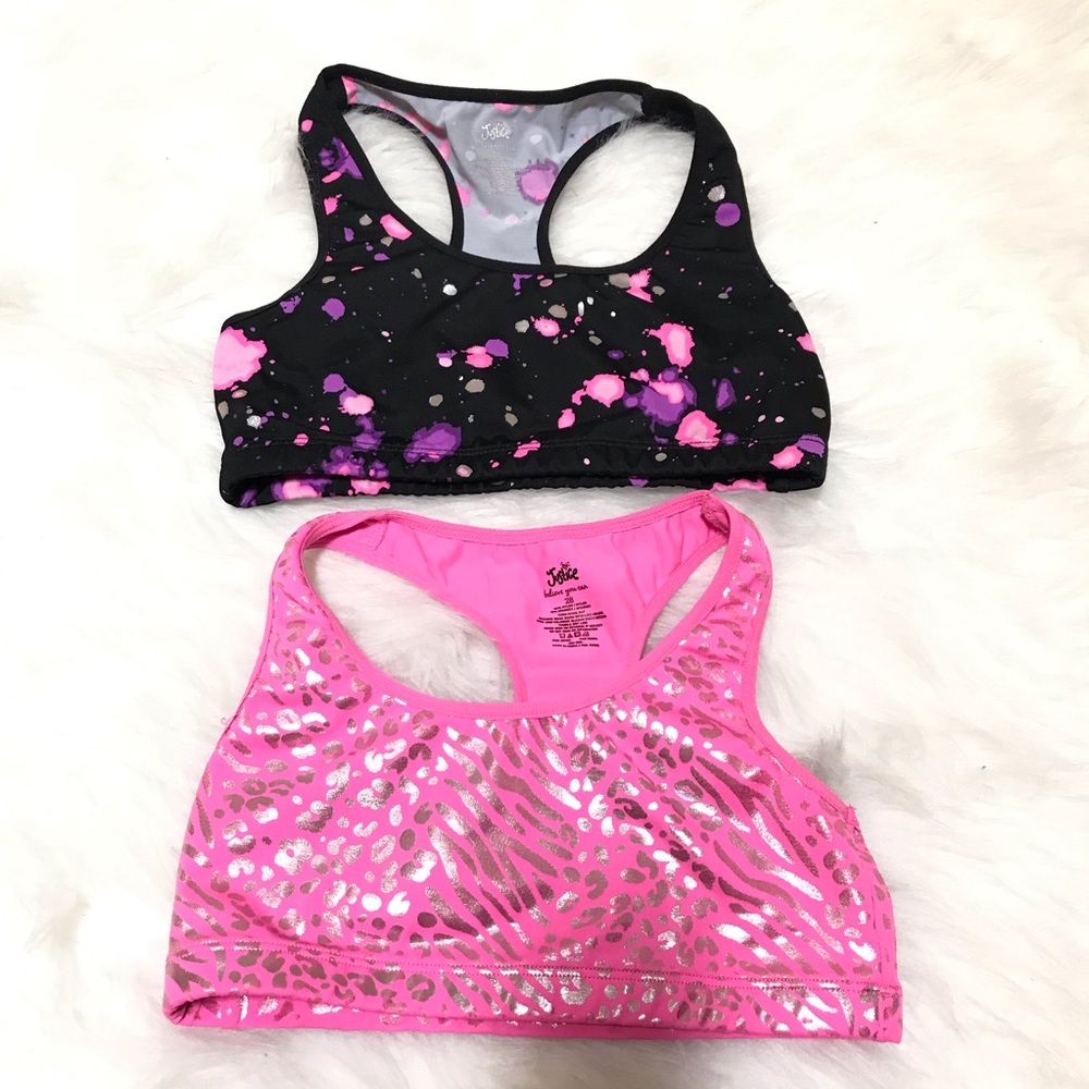 Justice Bikini Tops Lot of 2 Pink Silver Black